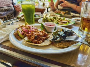 High angle view of food on table