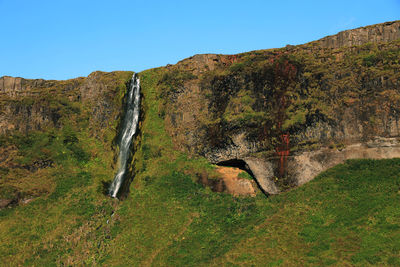 Scenic view of land against clear sky