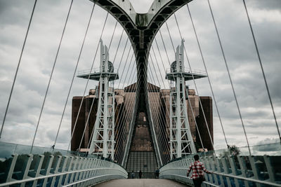 Low angle view of suspension bridge