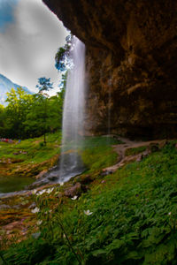 Scenic view of waterfall