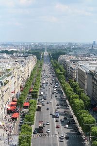 High angle view of city street
