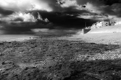 Scenic view of sea against cloudy sky