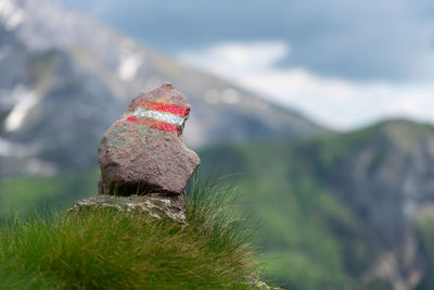 Side view of woman standing on rock