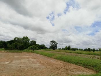 Scenic view of field against sky