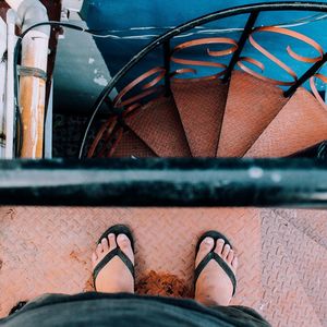 Low section of man standing outdoors