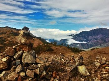 Scenic view of mountains against sky