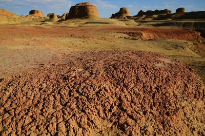 View of rock formation in desert against sky