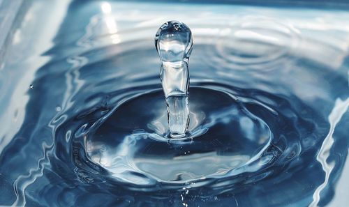 Close-up of drop splashing in water