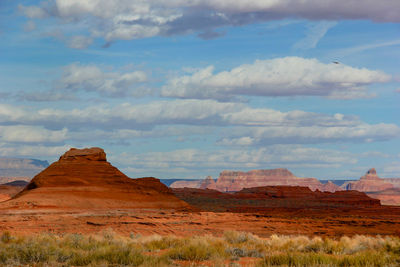 View of desert against cloudy sky