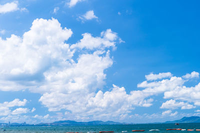 Aerial view in summer seascape with blue sky and cloud on a sunny day