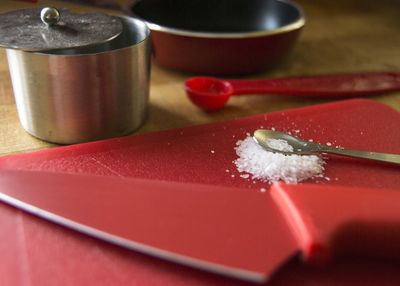 Close-up of dessert in plate on table