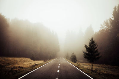 Road amidst tree and landscape against sky