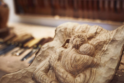 High angle view of buddha statue