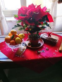 Close-up of fruits on table at home