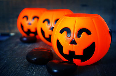 Close-up of pumpkin on table