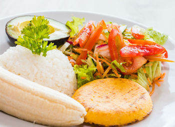 Close-up of food served in plate