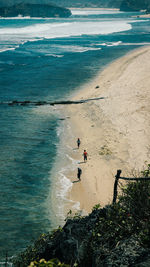 High angle view of people on beach