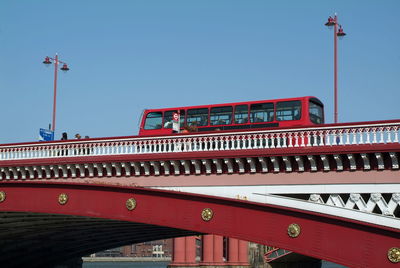 Low angle view of bridge against clear sky