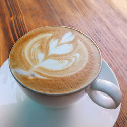 High angle view of coffee on table