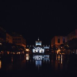 Illuminated buildings at night