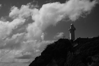 Low angle view of lighthouse against sky