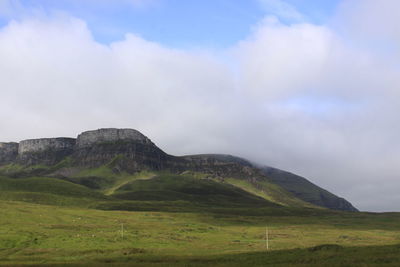 Scenic view of mountain against cloudy sky