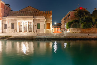Reflection of buildings in water