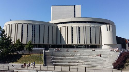 Exterior of monument against clear blue sky