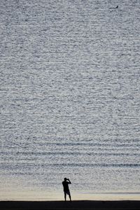 Silhouette man standing by sea