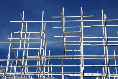 Low angle view of metallic fence