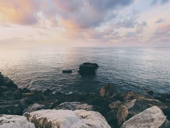 Scenic view of sea against sky during sunset