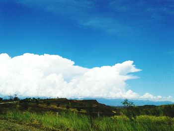 Scenic view of landscape against cloudy sky