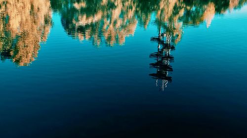 High angle view of boat in lake