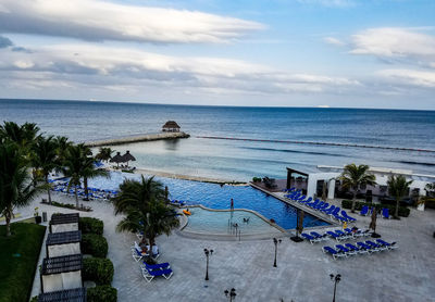 High angle view of sea against sky