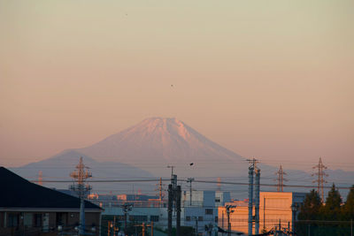 Scenic view of mountains against clear sky