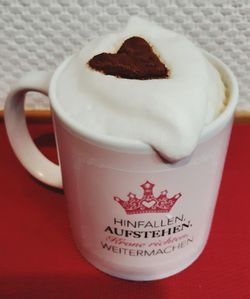 Close-up of coffee cup on table