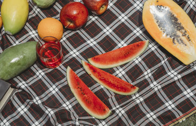 High angle view of fruits