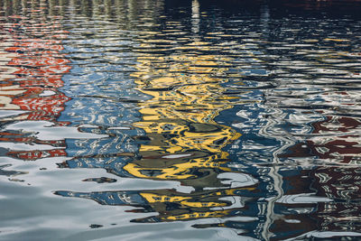 Reflection of trees in puddle