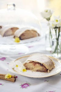 Close-up of dessert in plate on table