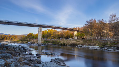 Bridge over river against sky