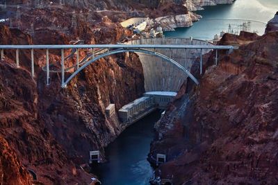 High angle view of bridge over water