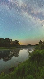 Scenic view of river against star field