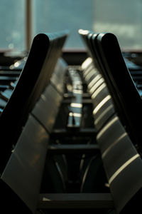 High angle view of empty chairs