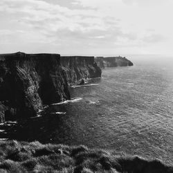 Scenic view of sea against cloudy sky