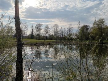 Scenic view of lake against sky