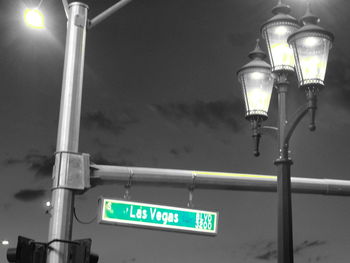 Low angle view of street light at night