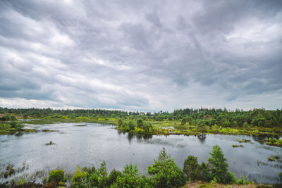 Scenic view of lake against sky