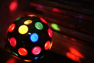 Close-up of colorful lights at night