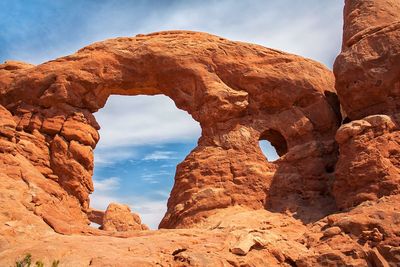 Low angle view of rock formation