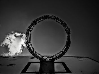 Low angle view of basketball hoop against sky